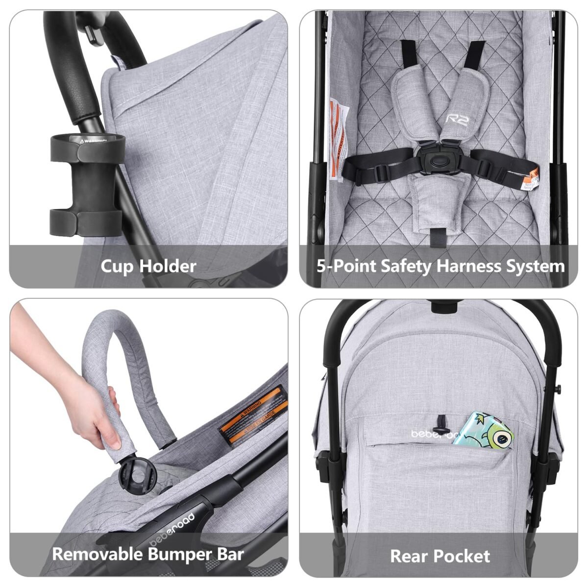 1750276085 beberoad love r2 small travel stroller compact strollers foldable lightweight baby stroller for airplane infant with adjustable backrest cup holder and waterproof canopy gray.jpg