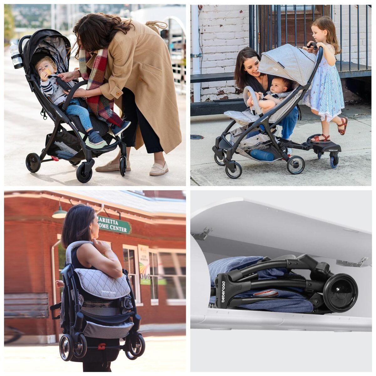 1750276090 beberoad love r2 small travel stroller compact strollers foldable lightweight baby stroller for airplane infant with adjustable backrest cup holder and waterproof canopy gray.jpg