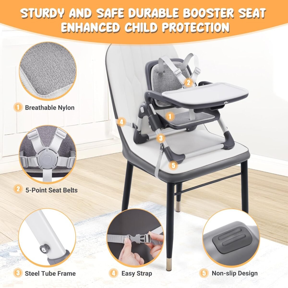 1750276147 bear booster seat for kitchen chairs portable high chair for babies 6–24 months adjustable 3 level foldable booster with removable tray ideal for home outdoor camping and travel.jpg