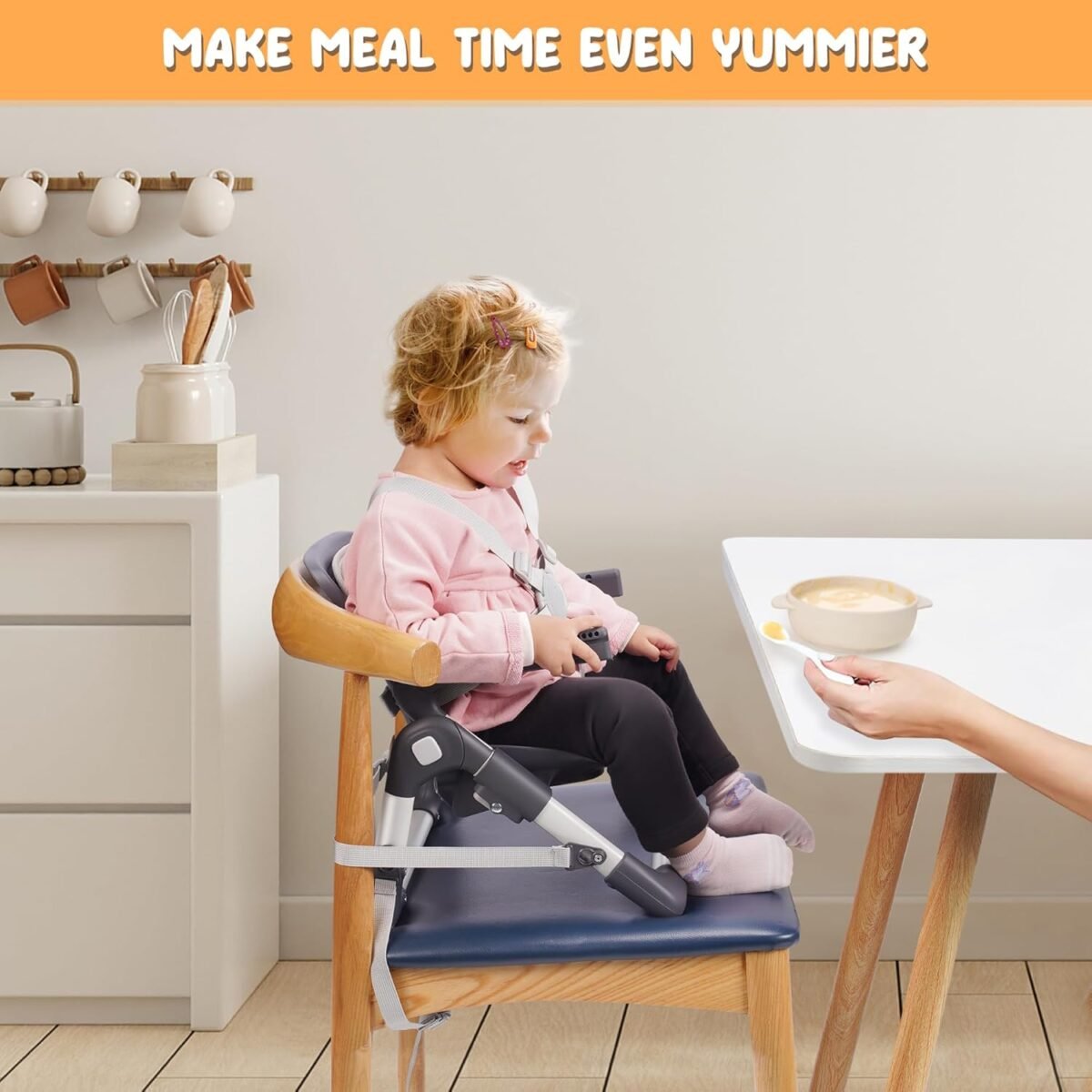 1750276151 bear booster seat for kitchen chairs portable high chair for babies 6–24 months adjustable 3 level foldable booster with removable tray ideal for home outdoor camping and travel.jpg