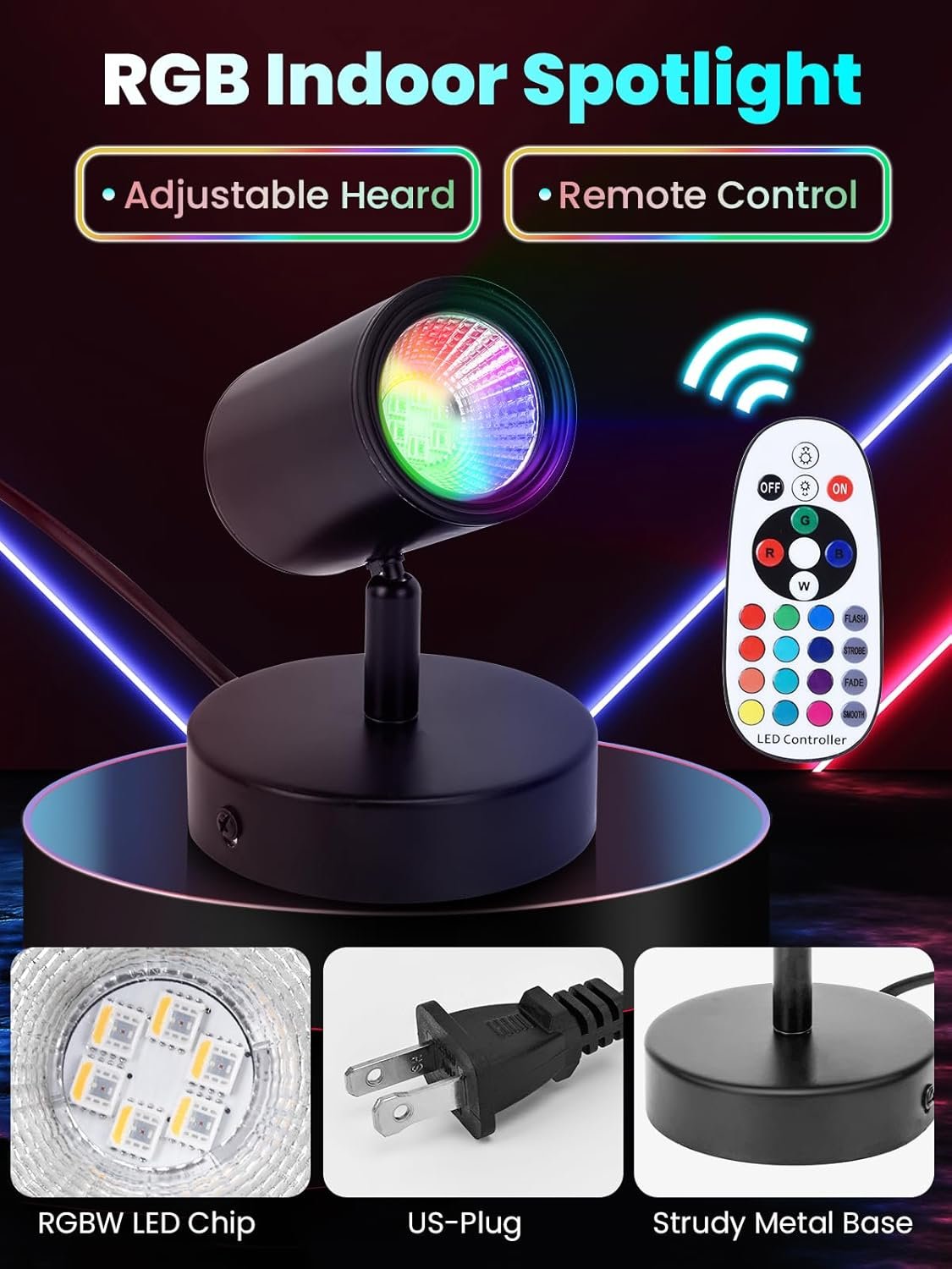 1750289785 10w led spot lights indoor rgb color changing uplighting with remote 120v christmas spotlight plant accent light with switch for halloween party decoration 5ft code 1 pack.jpg