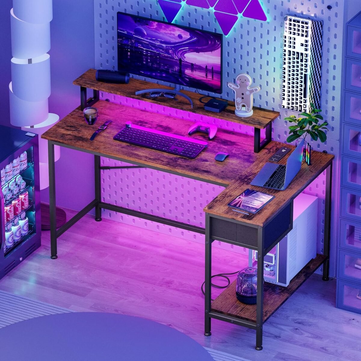 1750305834 fixwal l shaped desk with power outlets and led lights gaming computer desk 43 inch small corner desk home office desks with drawer writing desk study desk rustic brow.jpg