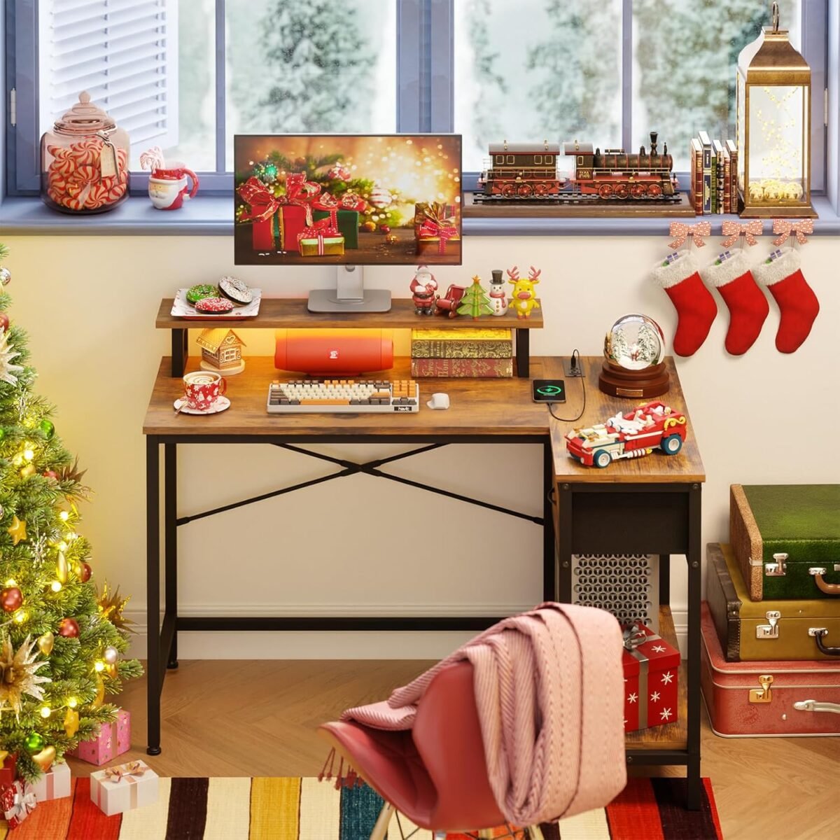 1750305842 fixwal l shaped desk with power outlets and led lights gaming computer desk 43 inch small corner desk home office desks with drawer writing desk study desk rustic brow.jpg