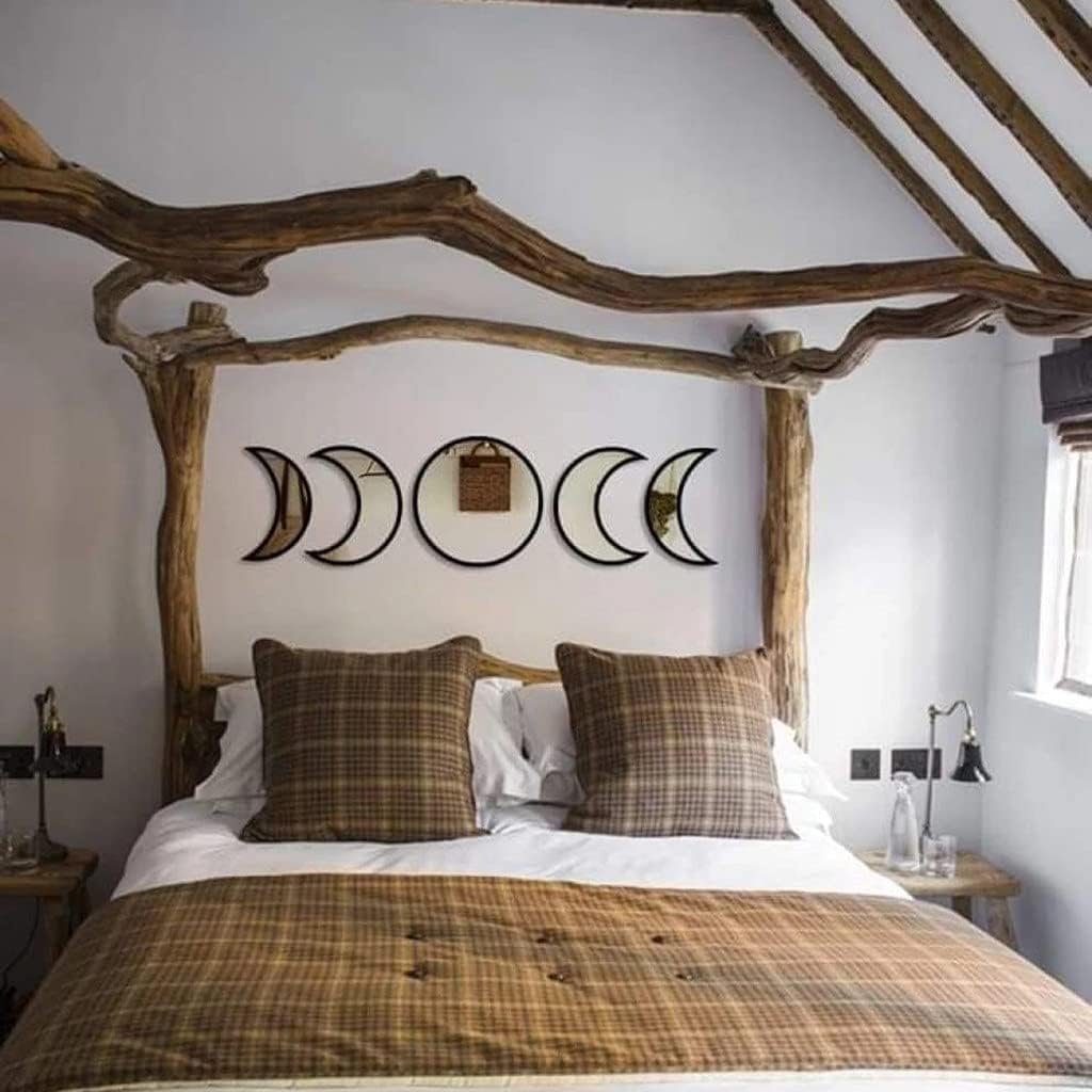 1750313528 5 pieces scandinavian natural decor acrylic wall decorative interior design wooden moon phase mirror bohemian wall decoration for home living room bedroom not real mirrorblack.jpg