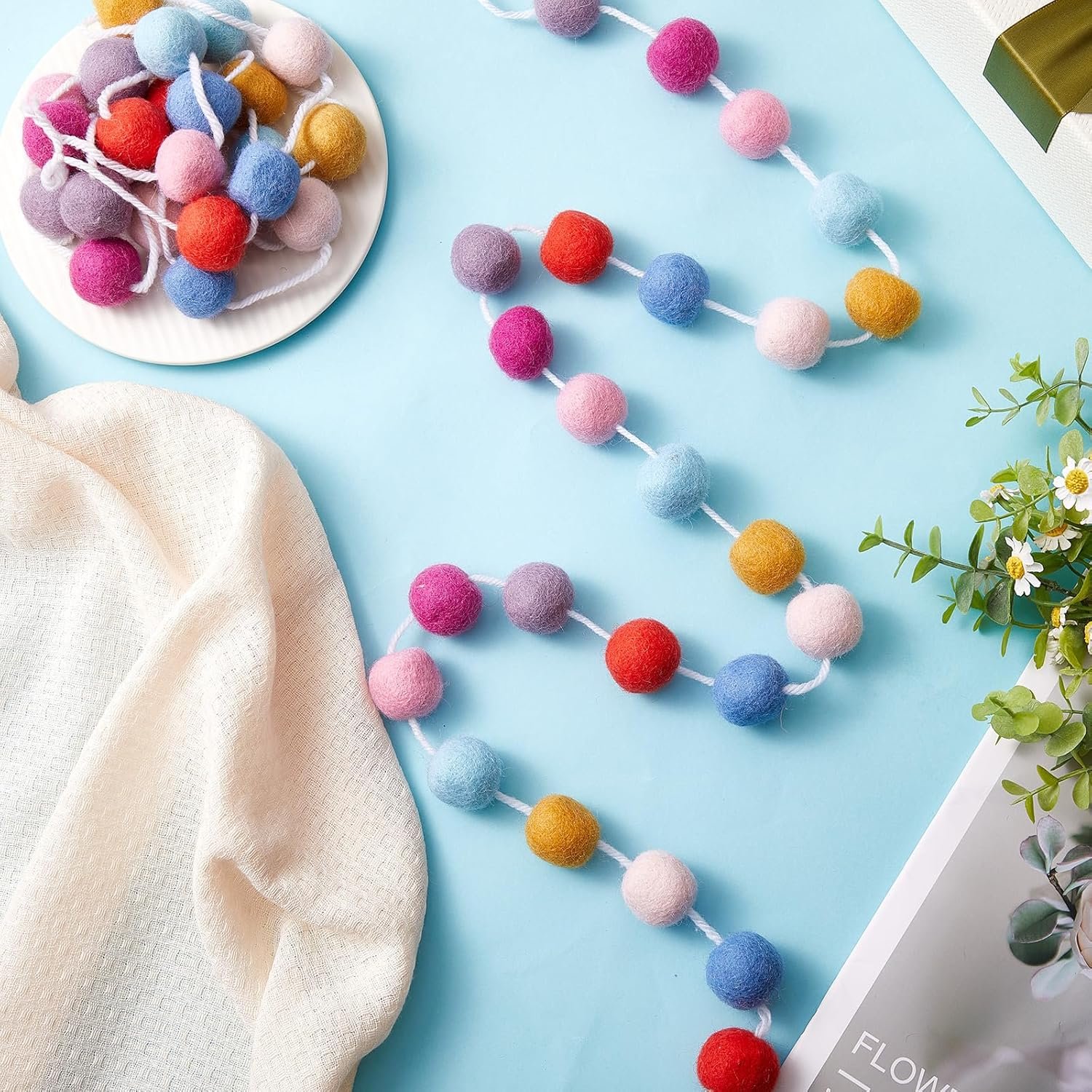 1750314604 boao 2 pieces wool felt ball garland colorful pom pom garland handmade 6.5 feet long 24 balls felt banner for wall christmas tree decoration lovely colors.jpg