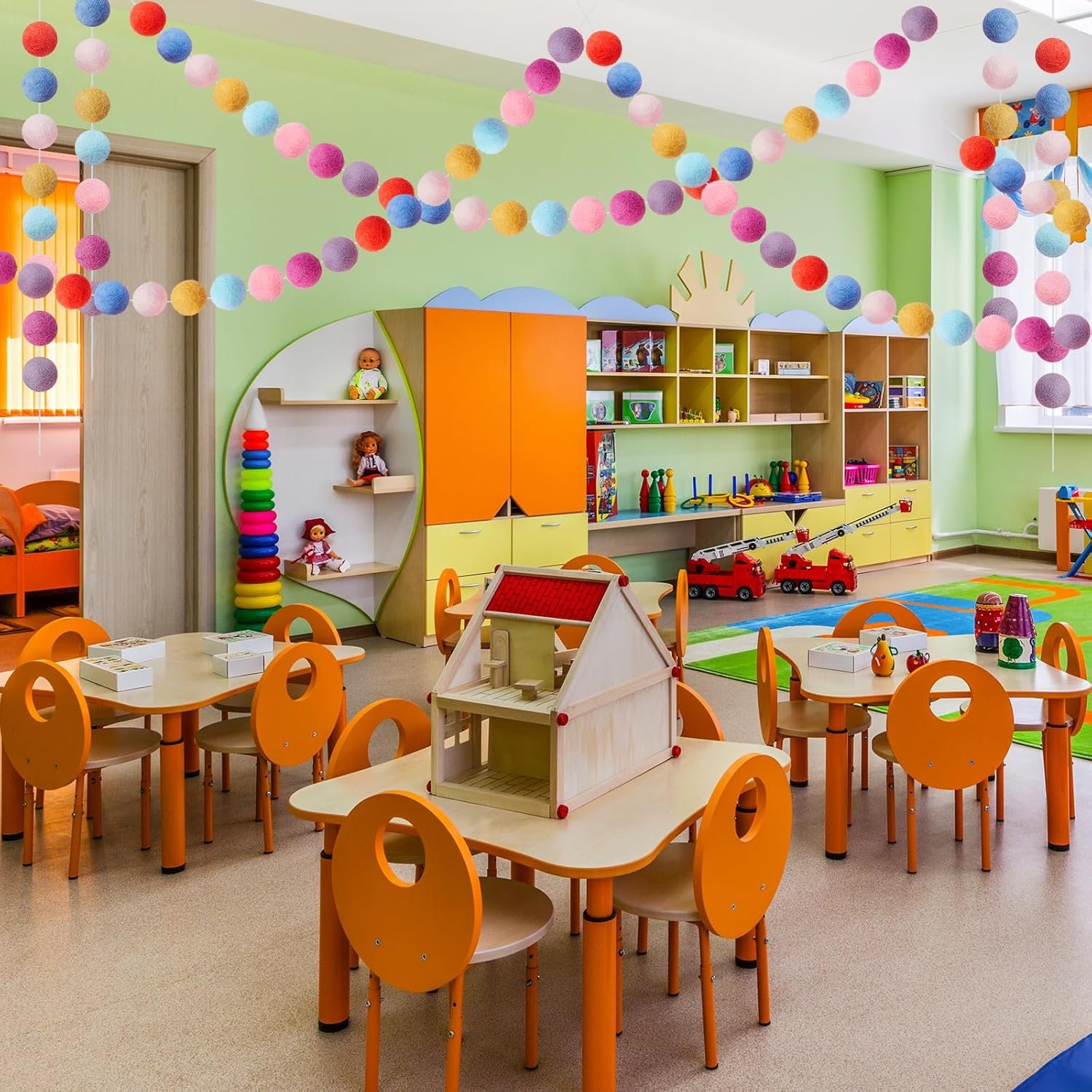 1750314606 boao 2 pieces wool felt ball garland colorful pom pom garland handmade 6.5 feet long 24 balls felt banner for wall christmas tree decoration lovely colors.jpg