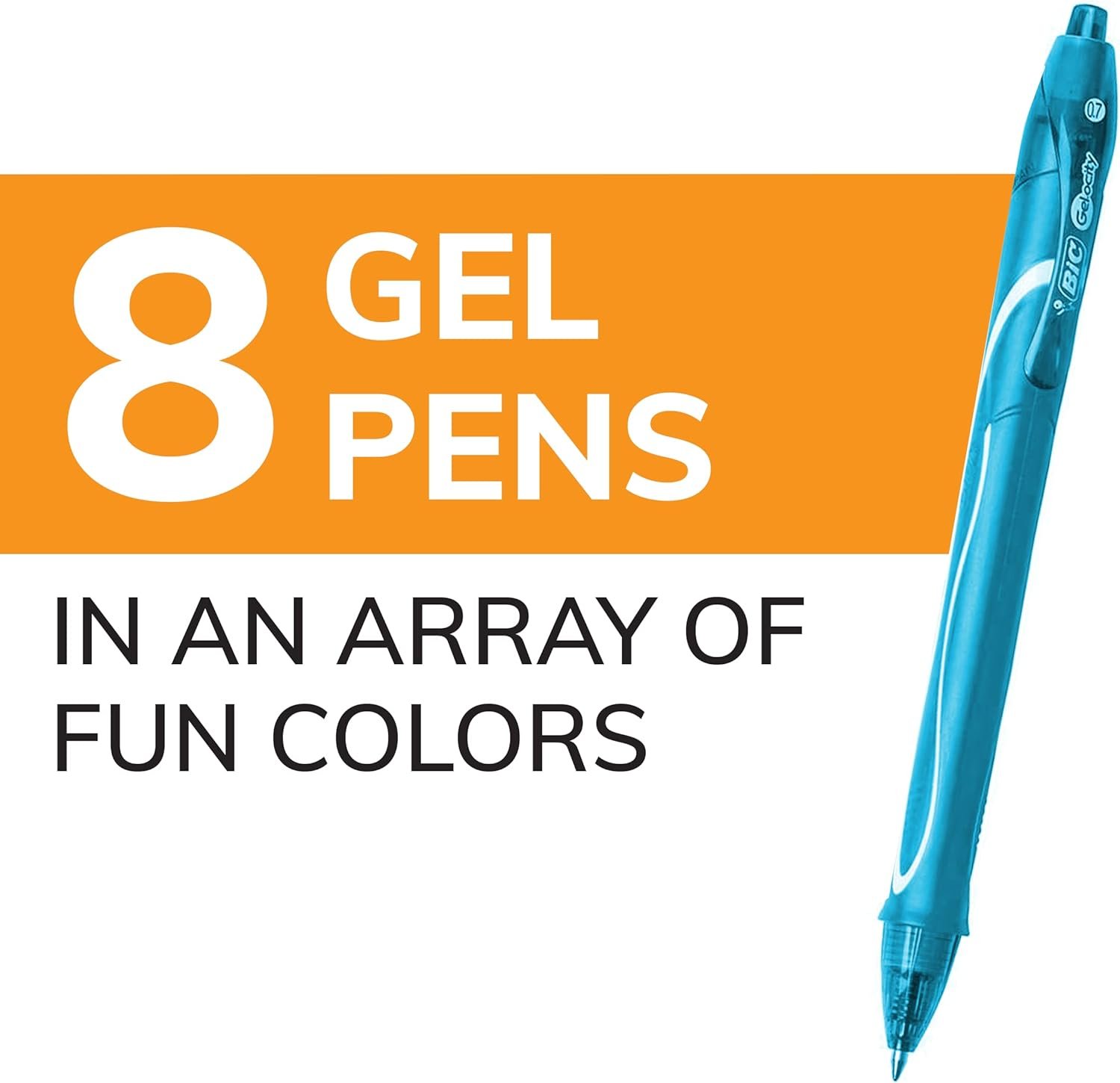 1750395733 bic gelocity quick dry assorted colors gel pens medium point 0.7mm 8 count pack retractable gel pens with comfortable full grip.jpg
