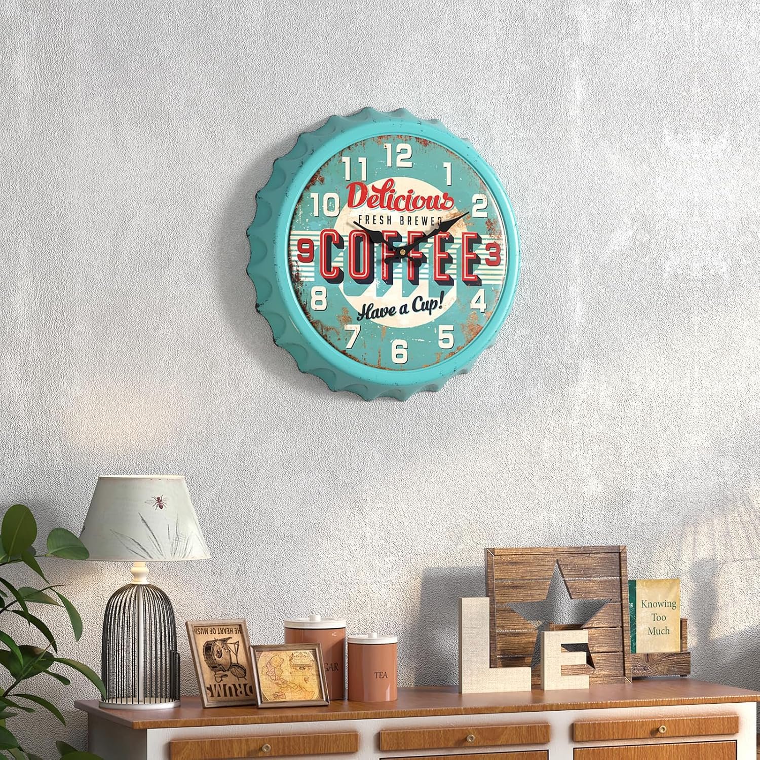 1750401816 menterry bottle cap design iron retro wall clock 13 inch vintage style silent non ticking battery operated creative decor wall clocks for cafesfarmhouseofficekitchen blue.jpg