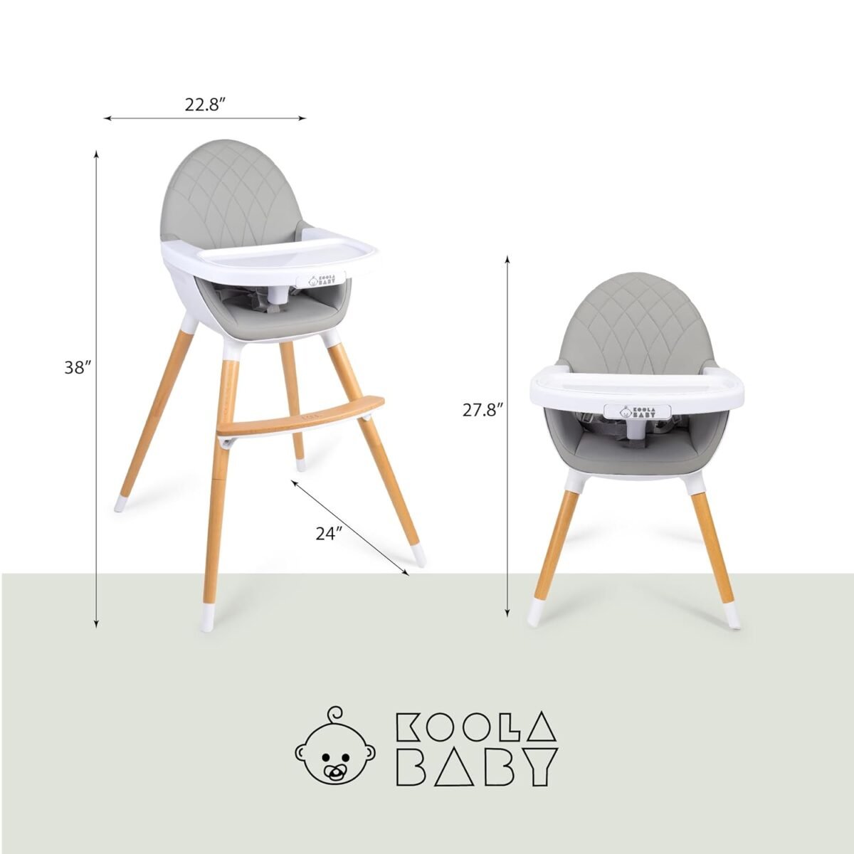 1750409058 convertible high chair for babies toddlers kids children wooden highchair with adjustable height dishwasher safe tray wood feeding dining chair converts to booster seat koolababy.jpg