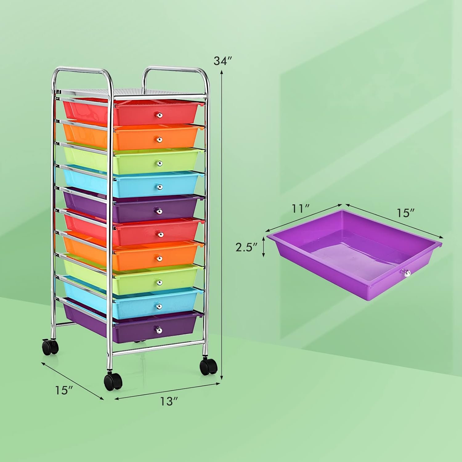 1750417739 storage cart rolling utility cart with 10 drawers portable handles lockable wheels mobile paper toys storage organizer large capacity for home office school teacher multi color.jpg