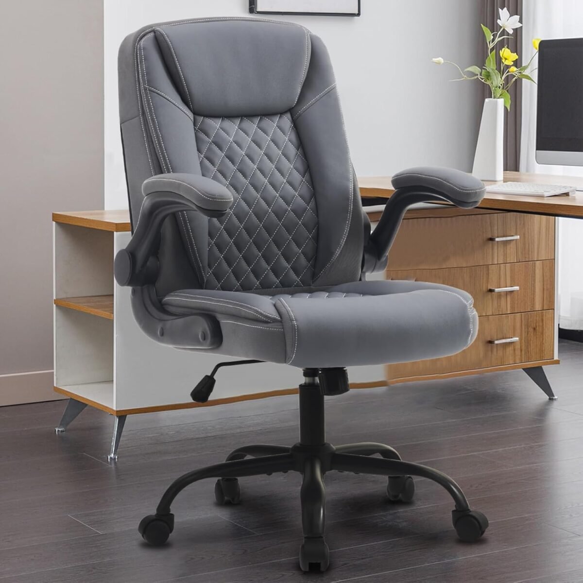1750418066 office executive computer chair with adjustable flip up armresthigh back gaming ergonomic breathable leather chairs adjustable swivel desk chair with rocking function.jpg