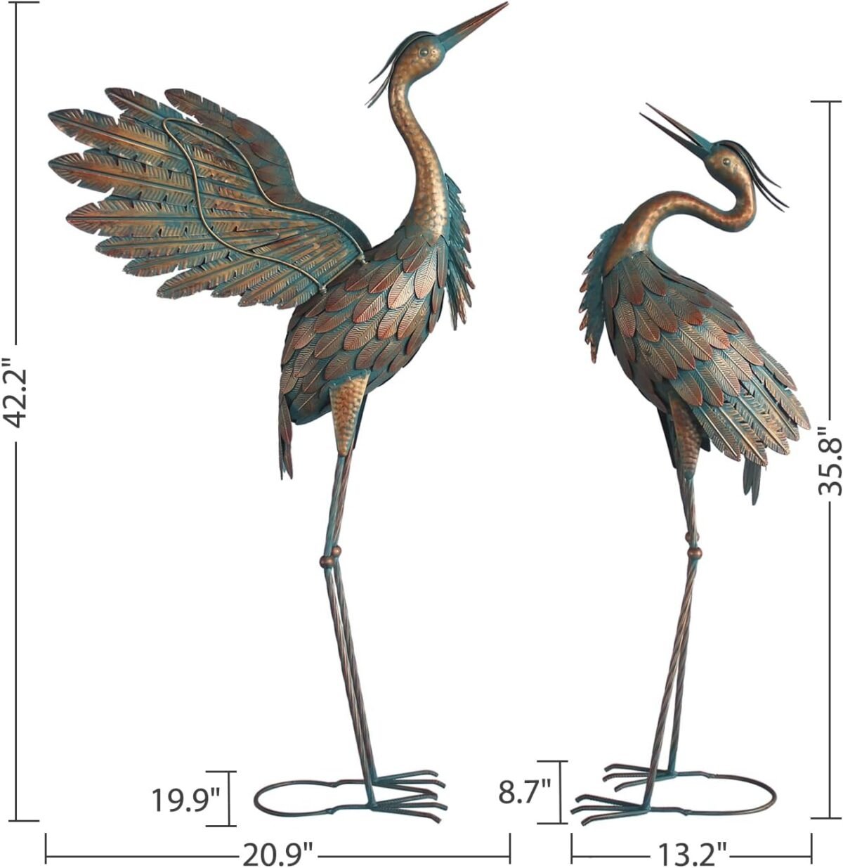 1750423935 metal heron yard art standing garden sculptures statues for outdoor decor 38 42 inch set of 2 copper.jpg