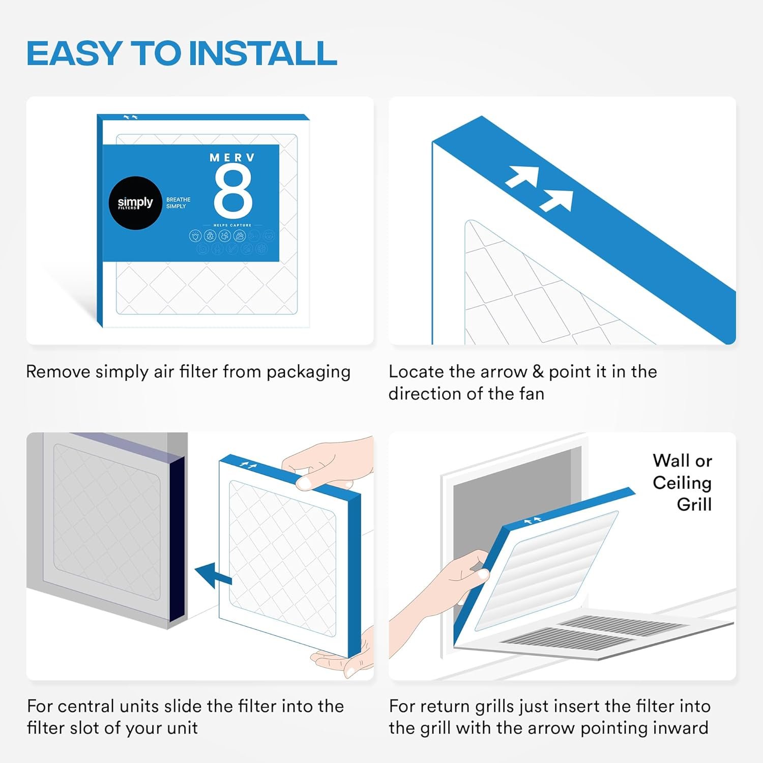 1750451949 simply 20x20x1 air filter merv 8 mpr 600 6 pack furnace air filter for hvac actual size 19.75x19.75x0.75 dust pet allergy control.jpg