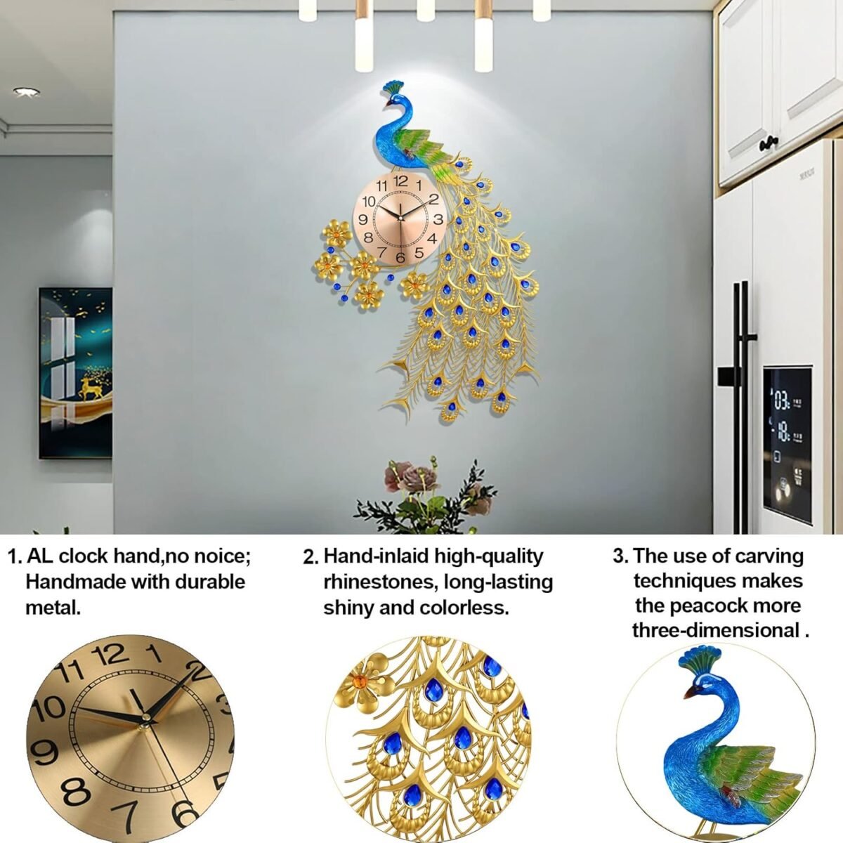 1750473775 large peacock wall clock for living room decormid century decorative big wall clocks non ticking silent luxury peacock clock for dining room bedroom.jpg