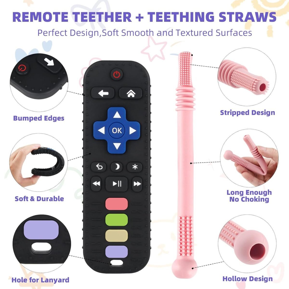 1750482815 teething toys for babies 0 6 6 12 12 18 months bpa free teething sticks and remote teether for babies baby sensory chew toys for infants babies 0 18 months.jpg