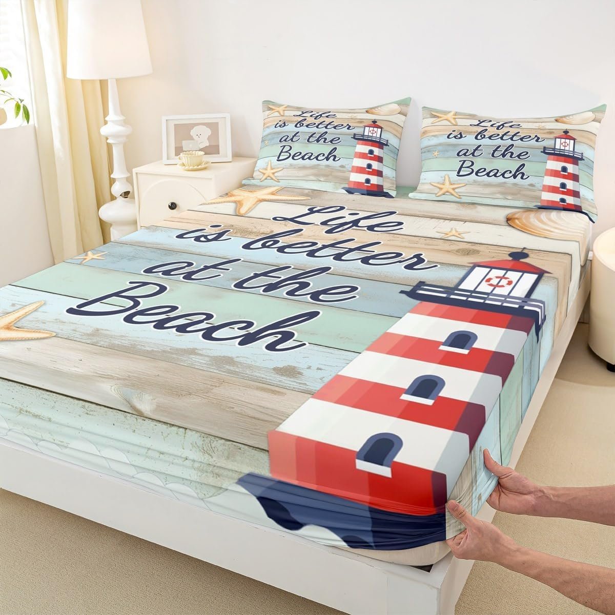 1750490791 erosebridal lighthouse bed sheets full size for boys beach starfish bedding set rustic farmhouse fitted sheet for kids teens adult bedroom vintage wooden planks sheets 2 pillow cases.jpg