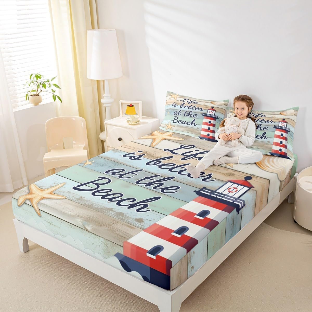 1750490794 erosebridal lighthouse bed sheets full size for boys beach starfish bedding set rustic farmhouse fitted sheet for kids teens adult bedroom vintage wooden planks sheets 2 pillow cases.jpg