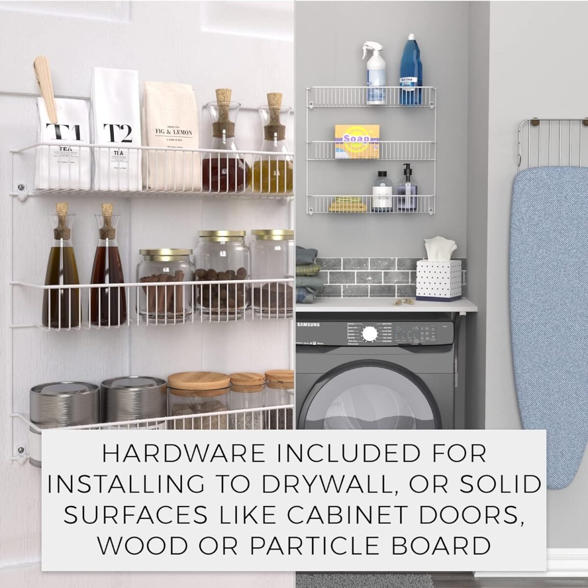 1750494431 closetmaid 3 tier hanging wall mounted metal rack for spices shelf storage pantry organization laundry kitchen bathroom white 8022 18 inch wide.jpg