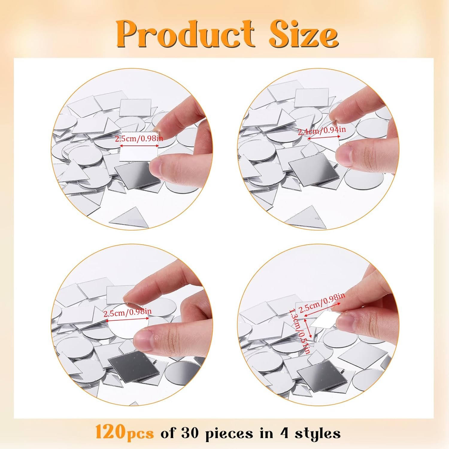 1750503725 120 pcs 4 shapes mirrors for crafts 1 inch small mirror pieces for crafts diy mini mirror mosaic tiles trianglessquaresroundsrhombus for disco ball lamp framing decoration.jpg