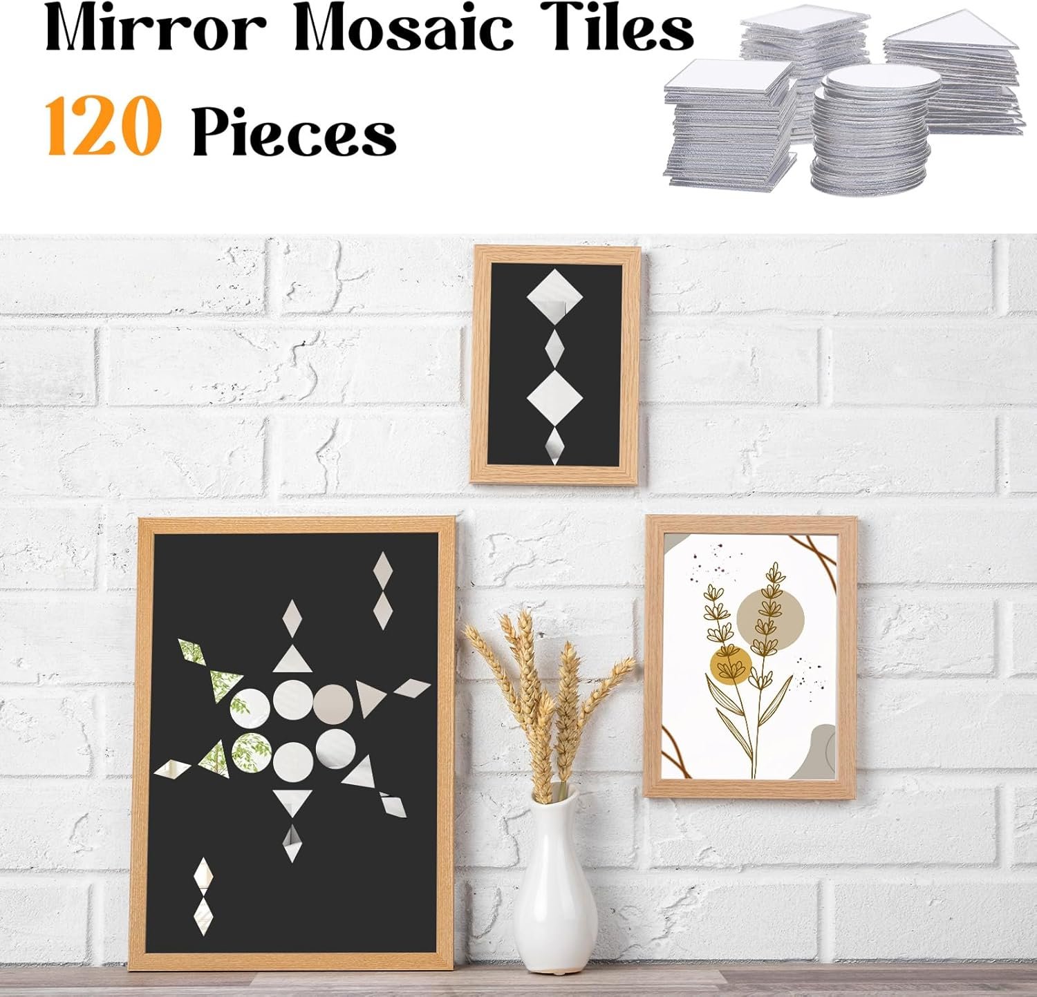 1750503729 120 pcs 4 shapes mirrors for crafts 1 inch small mirror pieces for crafts diy mini mirror mosaic tiles trianglessquaresroundsrhombus for disco ball lamp framing decoration.jpg