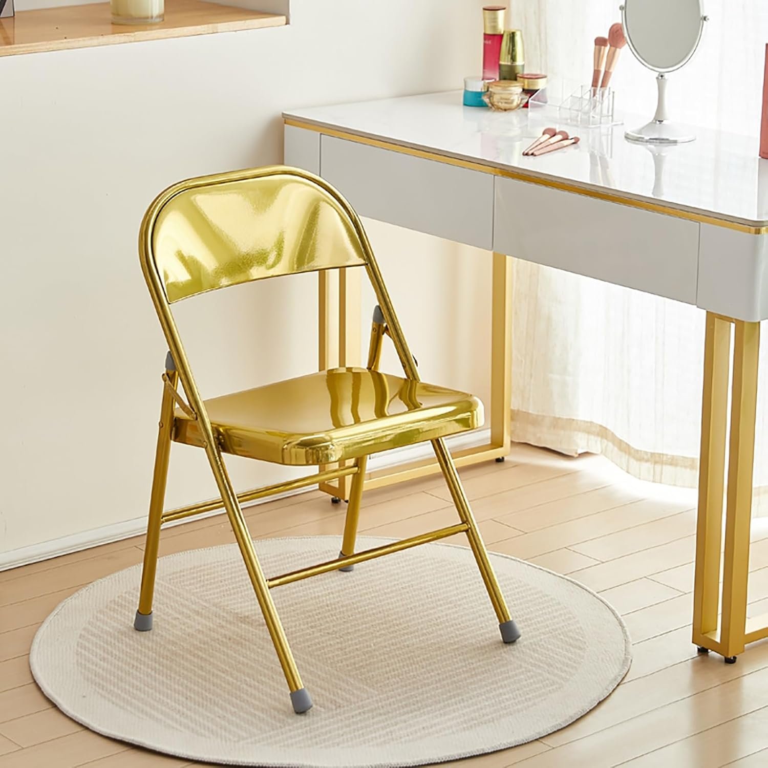 1750523268 metal folding chairs portable stackable event lounge chair steel frame indoor dining chairs camping chair multicolor for events office wedding party color gold.jpg