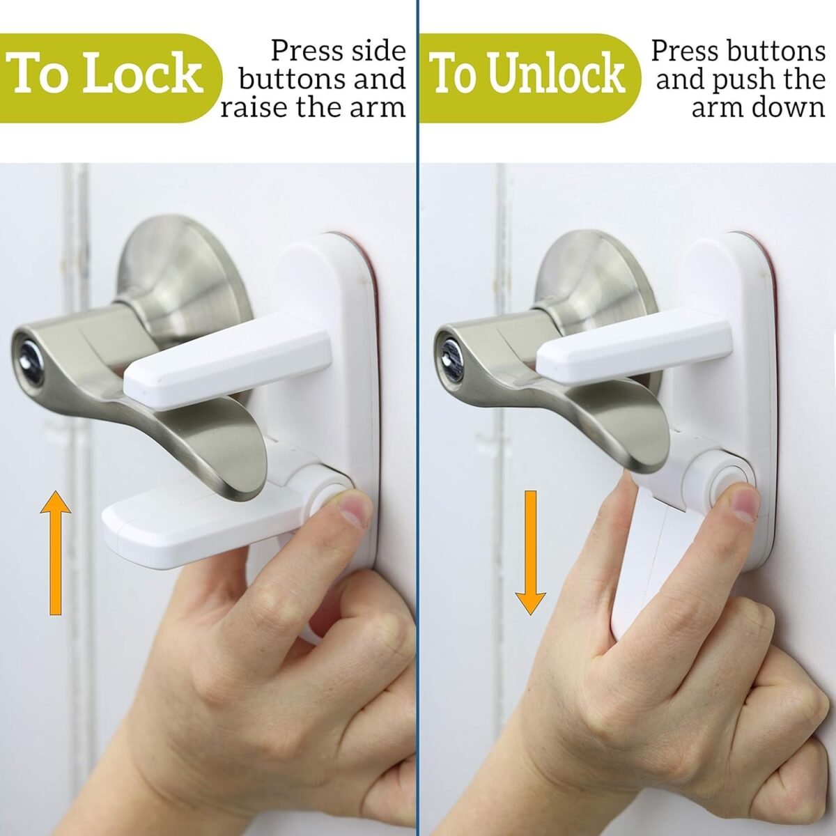 1750533408 door lever locks 4 pack prevents toddlers from opening doors durable abs with 3m adhesive easy one hand operation for adults no tools needed.jpg