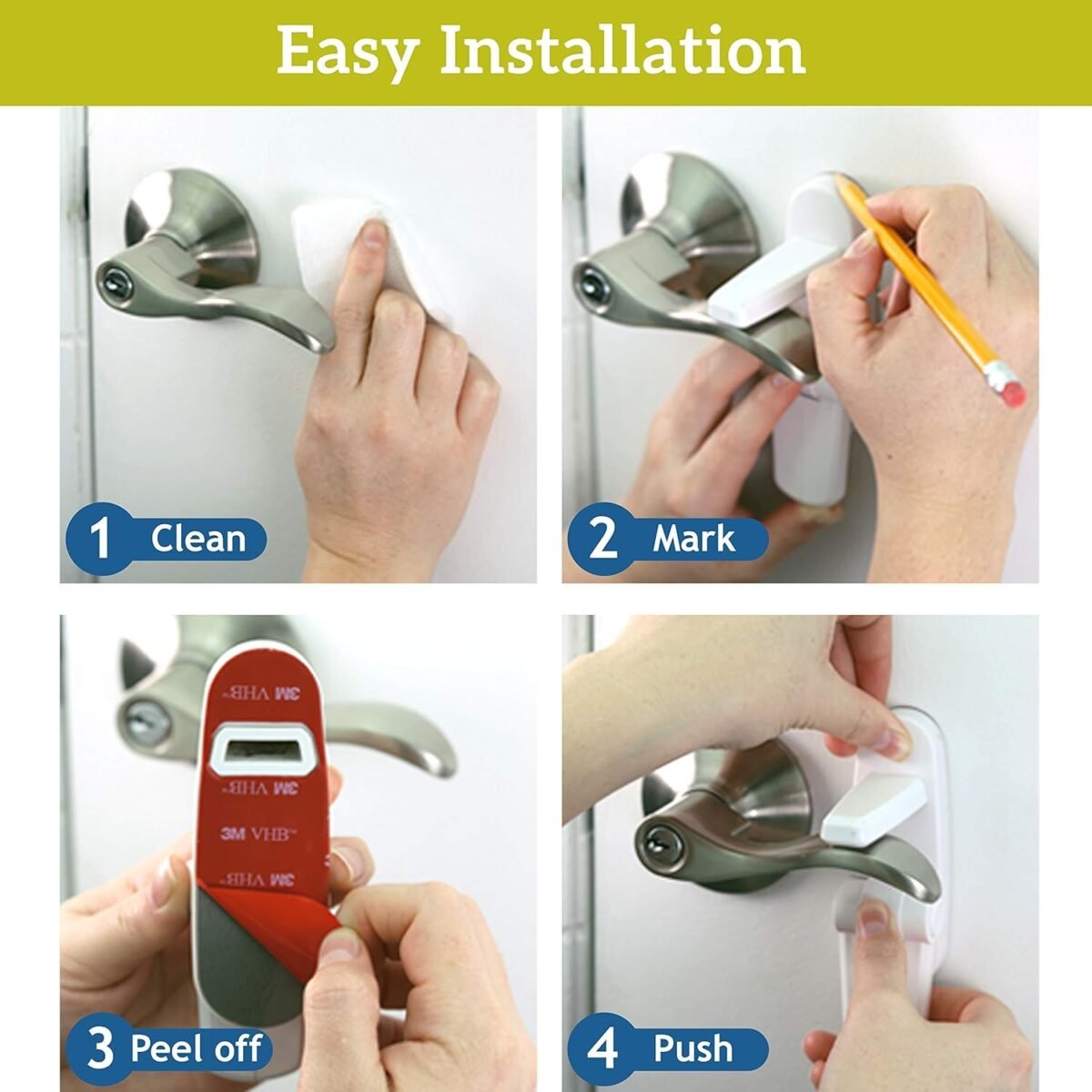 1750533410 door lever locks 4 pack prevents toddlers from opening doors durable abs with 3m adhesive easy one hand operation for adults no tools needed.jpg