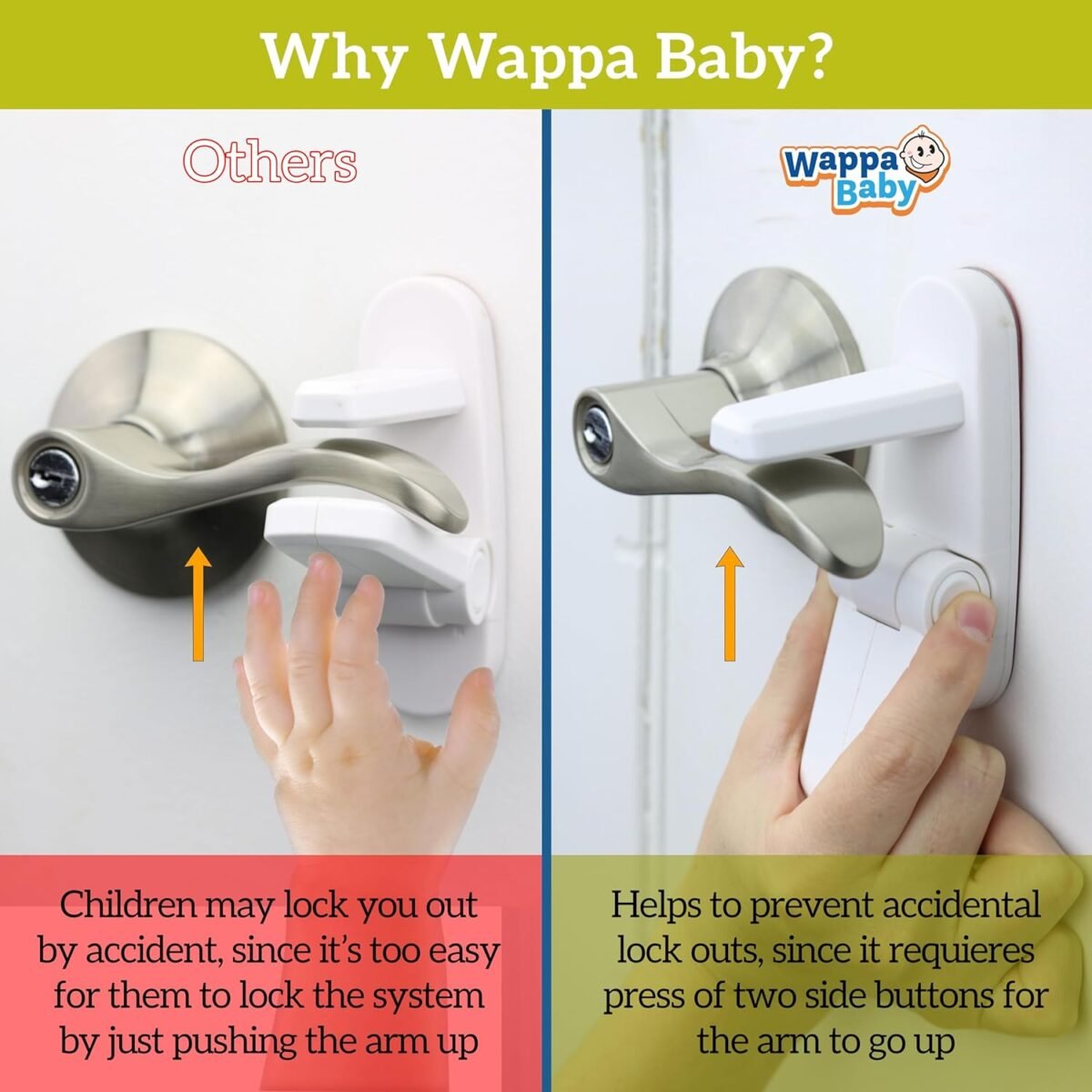 1750533415 door lever locks 4 pack prevents toddlers from opening doors durable abs with 3m adhesive easy one hand operation for adults no tools needed.jpg