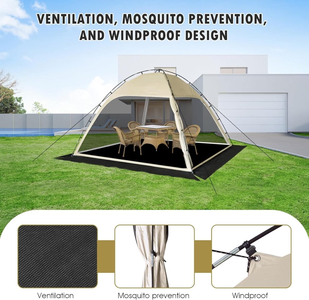 1750577930 screen tent with removable floor siebwin large 10x10 gazebos with mosquito netting and removable floor sunproof outdoor canopy tent for backyard party outside activities 1 person setup.jpg