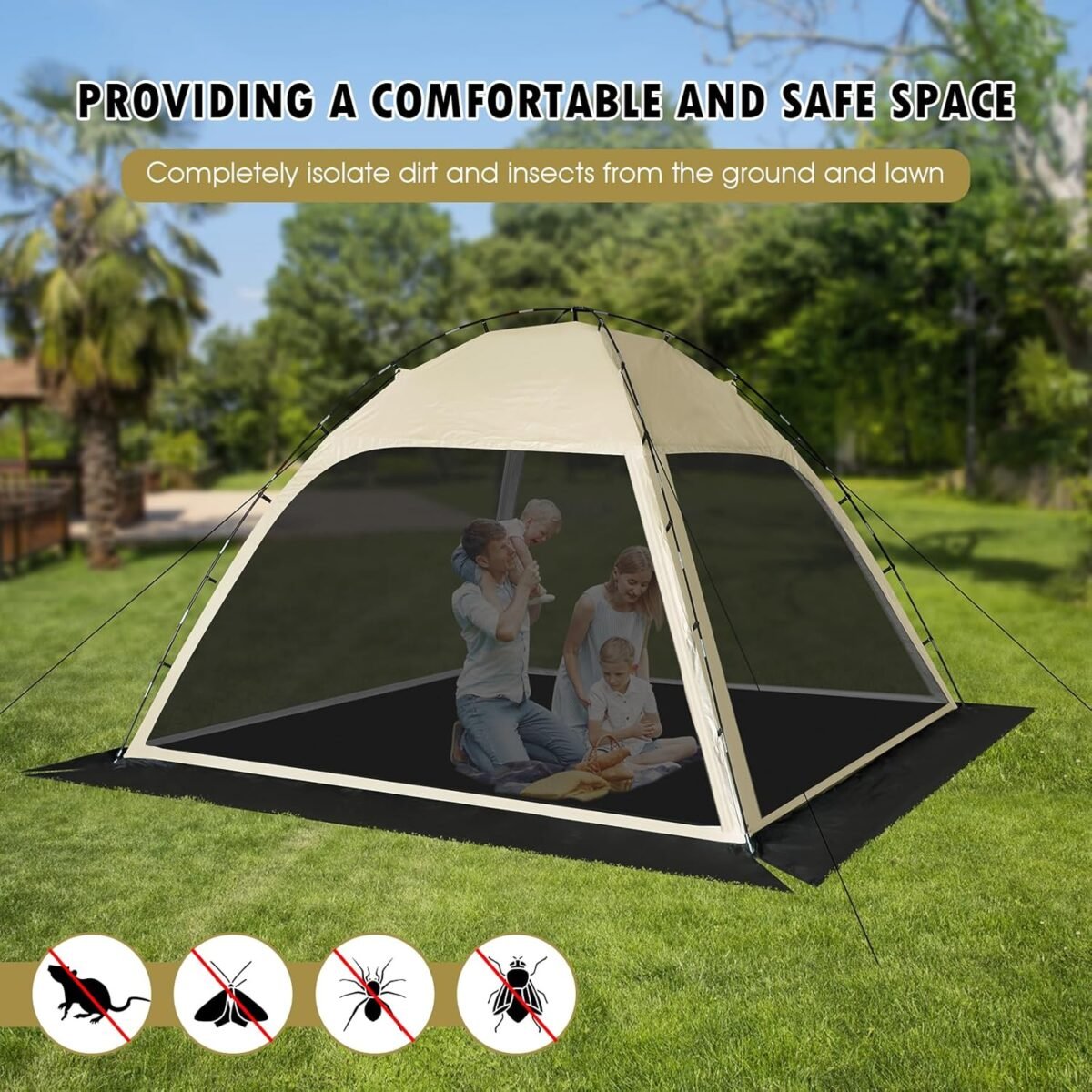 1750577934 screen tent with removable floor siebwin large 10x10 gazebos with mosquito netting and removable floor sunproof outdoor canopy tent for backyard party outside activities 1 person setup.jpg