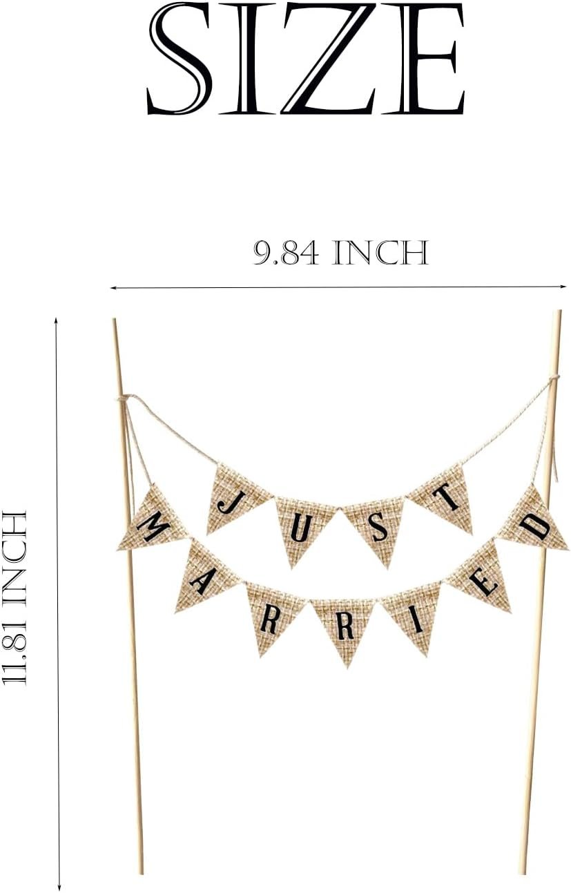 1750578083 vintage affair rustic just married cake toppers wedding engagement cake decorations cheese bunting handmade pennant flags with wood pole ivory photo booth props.jpg