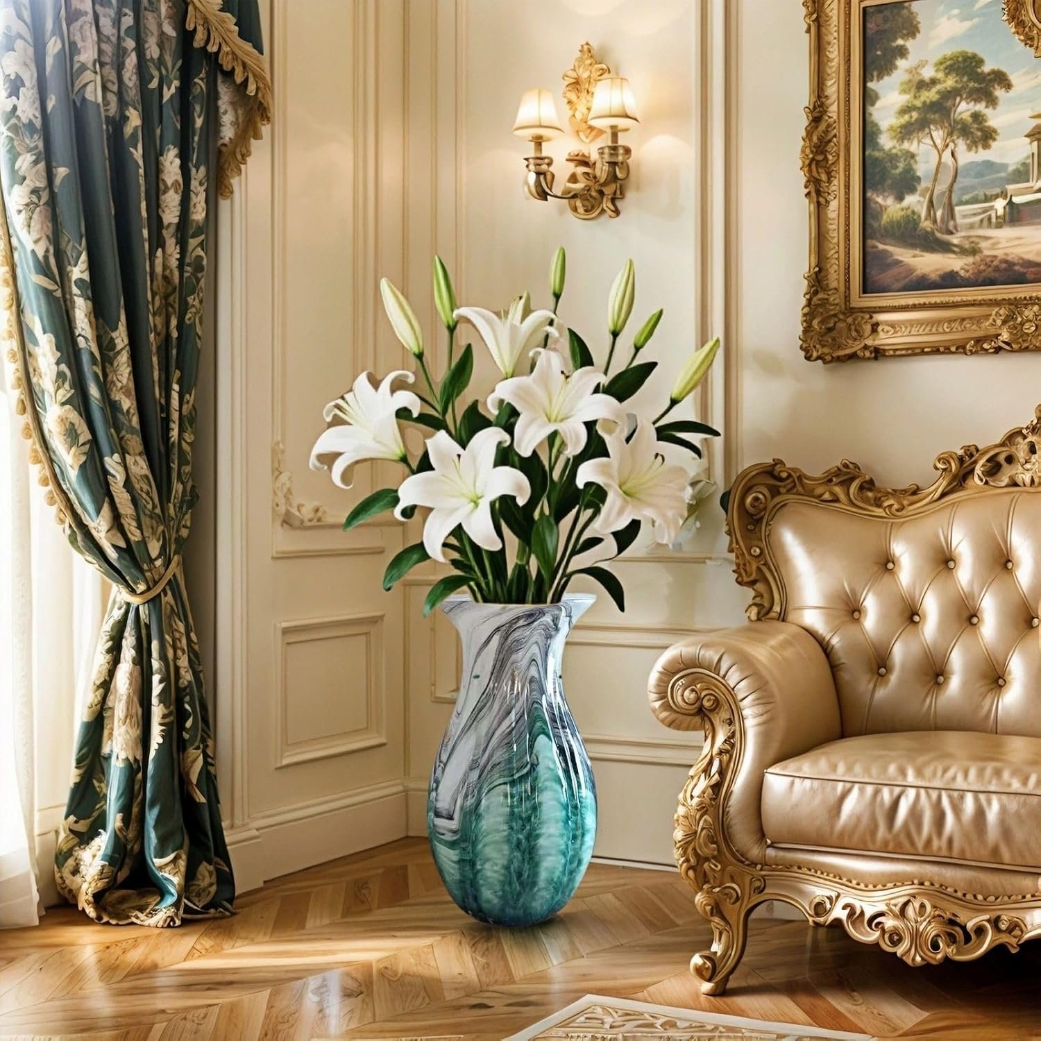 1750578289 premium luxury large glass flower vase combining eastern and western aestheticsartistic home decoration for living roomtablefloorand office.11.2 inches multicolor.jpg