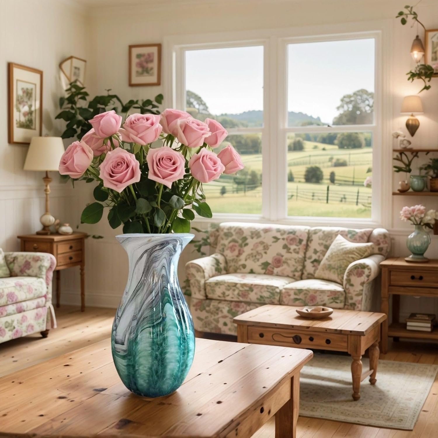 1750578293 premium luxury large glass flower vase combining eastern and western aestheticsartistic home decoration for living roomtablefloorand office.11.2 inches multicolor.jpg