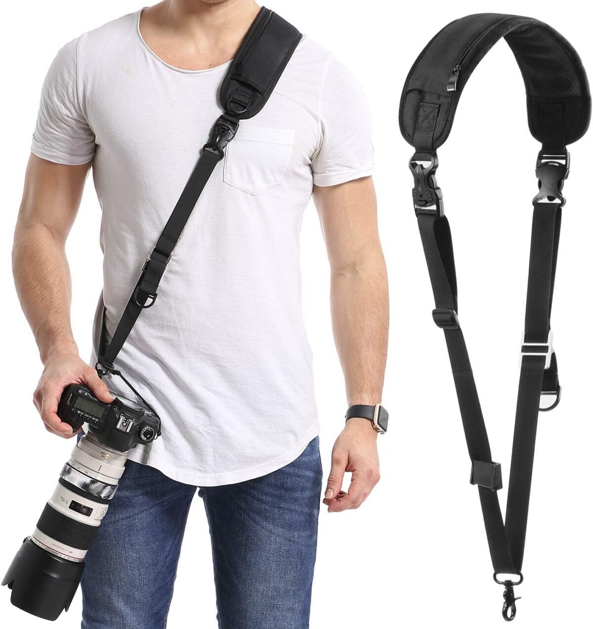 1750581858 waka rapid camera neck strap with quick release and safety tether adjustable shoulder sling strap for nikon canon sony olympus dslr black.jpg