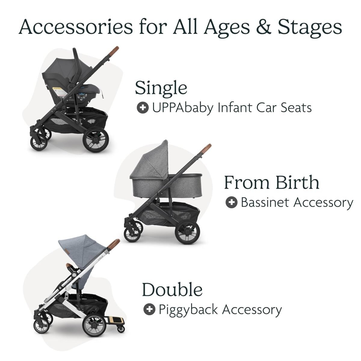 1750586304 uppababy cruz v2 strollerfull featured stroller with travel system capabilitiestoddler seat bumper bar bug shield rain shield includeddeclan oat melangesilver framechestnut leather.jpg