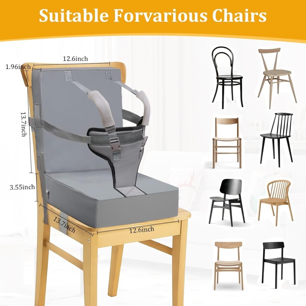 1750586525 booster seat for kitchen chair at table toddler harness seat straps high back pu ease of cleaning sturdy booster seat for dining table for kid child baby.jpg