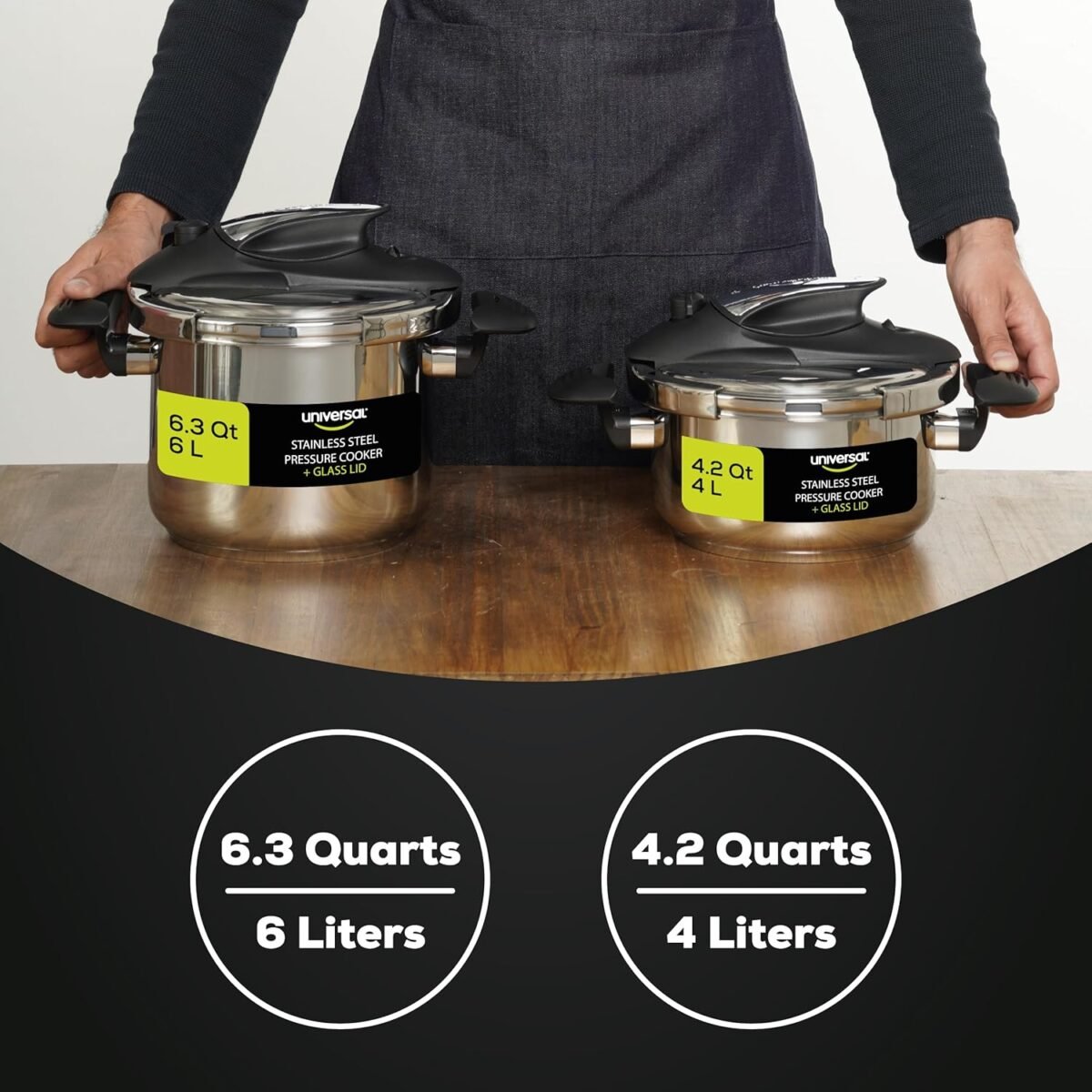 1750594309 universal 4.2 quart 4 liter small stainless steel easy use pressure cooker extra glass lid 5 servings induction compatible pressure cooker multipurpose pot.jpg