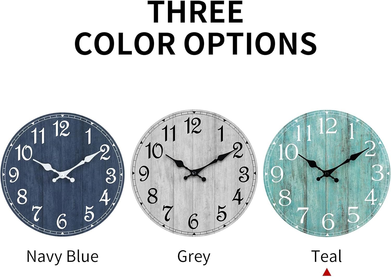 1750600926 hylanda wall clock teal silent non ticking battery operated kitchen rustic vintage decorative aqua clocks for bathroom bedroom living room office 8 inch.jpg