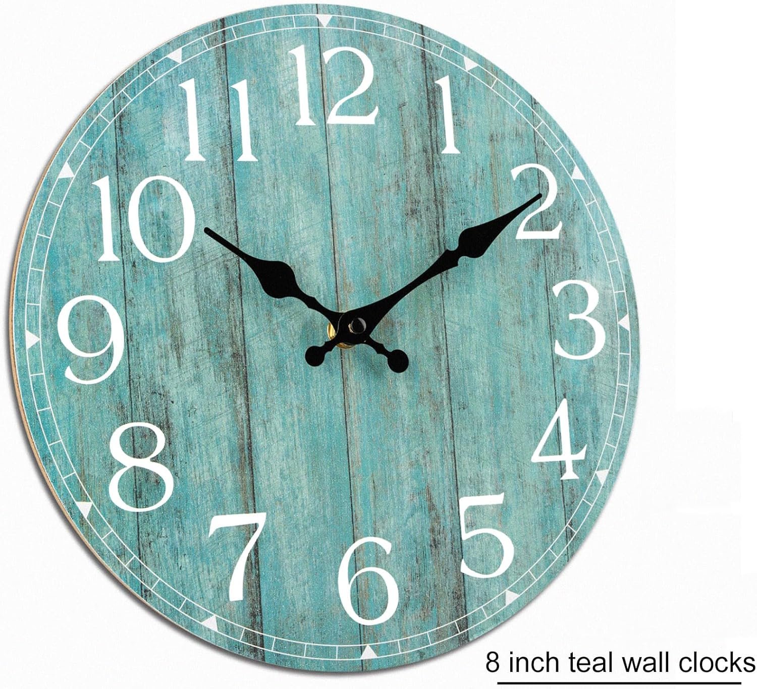 1750600928 hylanda wall clock teal silent non ticking battery operated kitchen rustic vintage decorative aqua clocks for bathroom bedroom living room office 8 inch.jpg