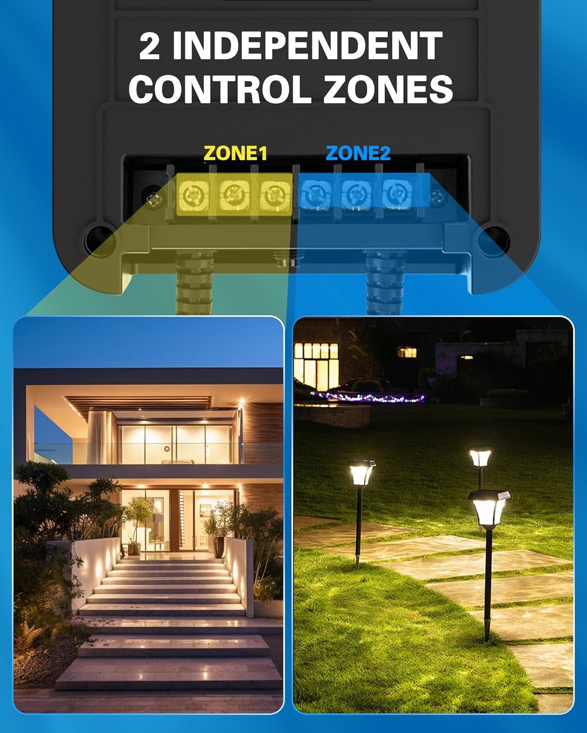 1750613300 200w landscape light transformer 120v to 12v14v ac 2 zone independent control with timer and light sensor low voltage transformer for landscape lights.jpg
