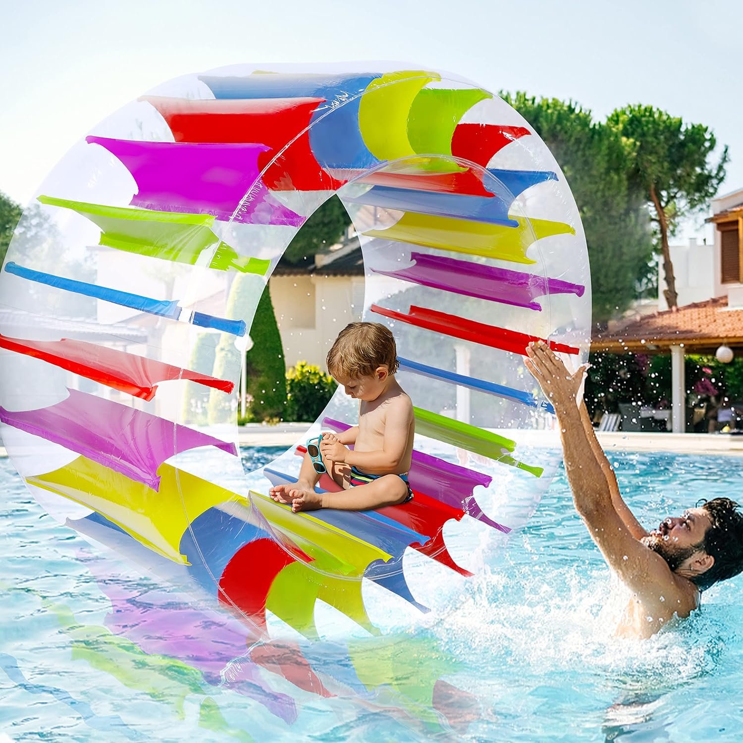 1750619729 zcaukya giant inflatable wheel roller colorful water rolling wheel float for kids summer swimming pool parties rolling on the lawn indoor outdoor fun toys for games supplies.jpg