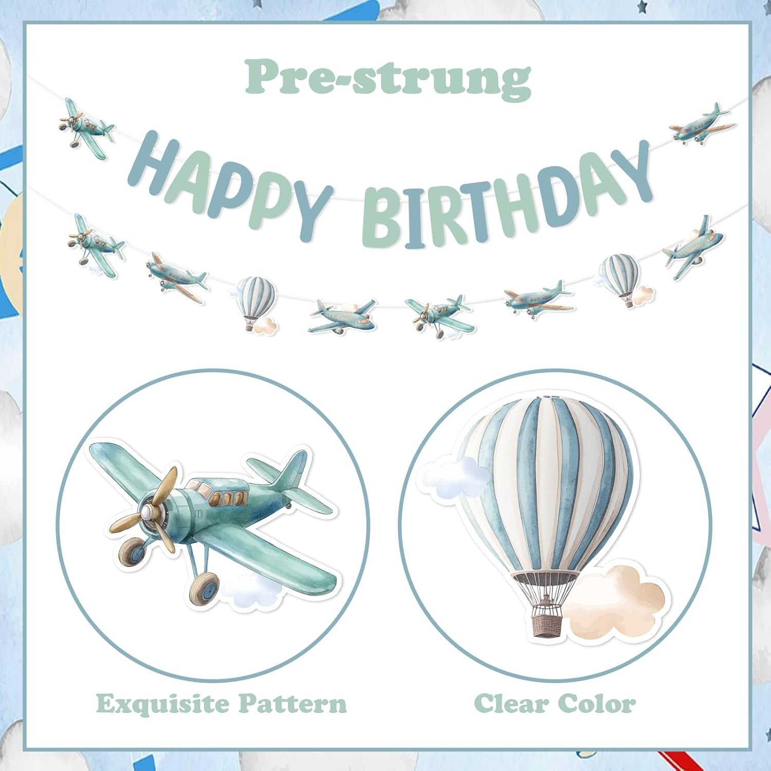 1750625431 kreatwow vintage airplane birthday party decorations airplane happy birthday banner garland cake topper cupcake toppers blue balloons for 1st 2nd 3rd bday.jpg