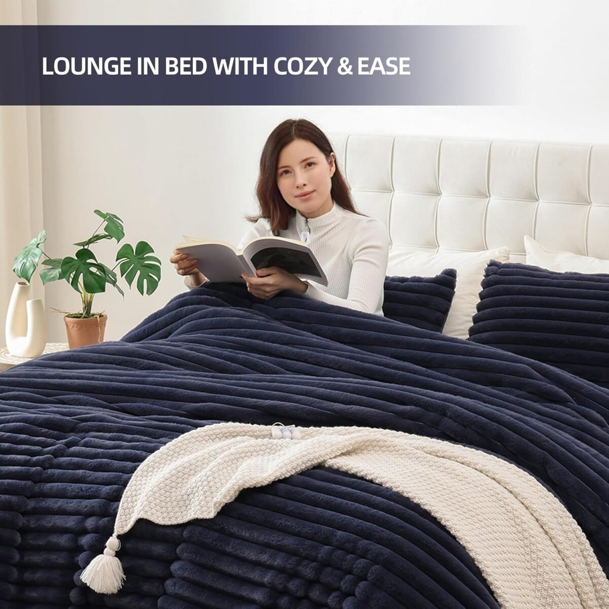 1750638627 smoofy fluffy twin comforter sets 2 pieces navy blue fleece fluffy comforter set luxury fuzzy twin bedding set soft warm comforter all season heavy faux fur comforter with pillow cases.jpg