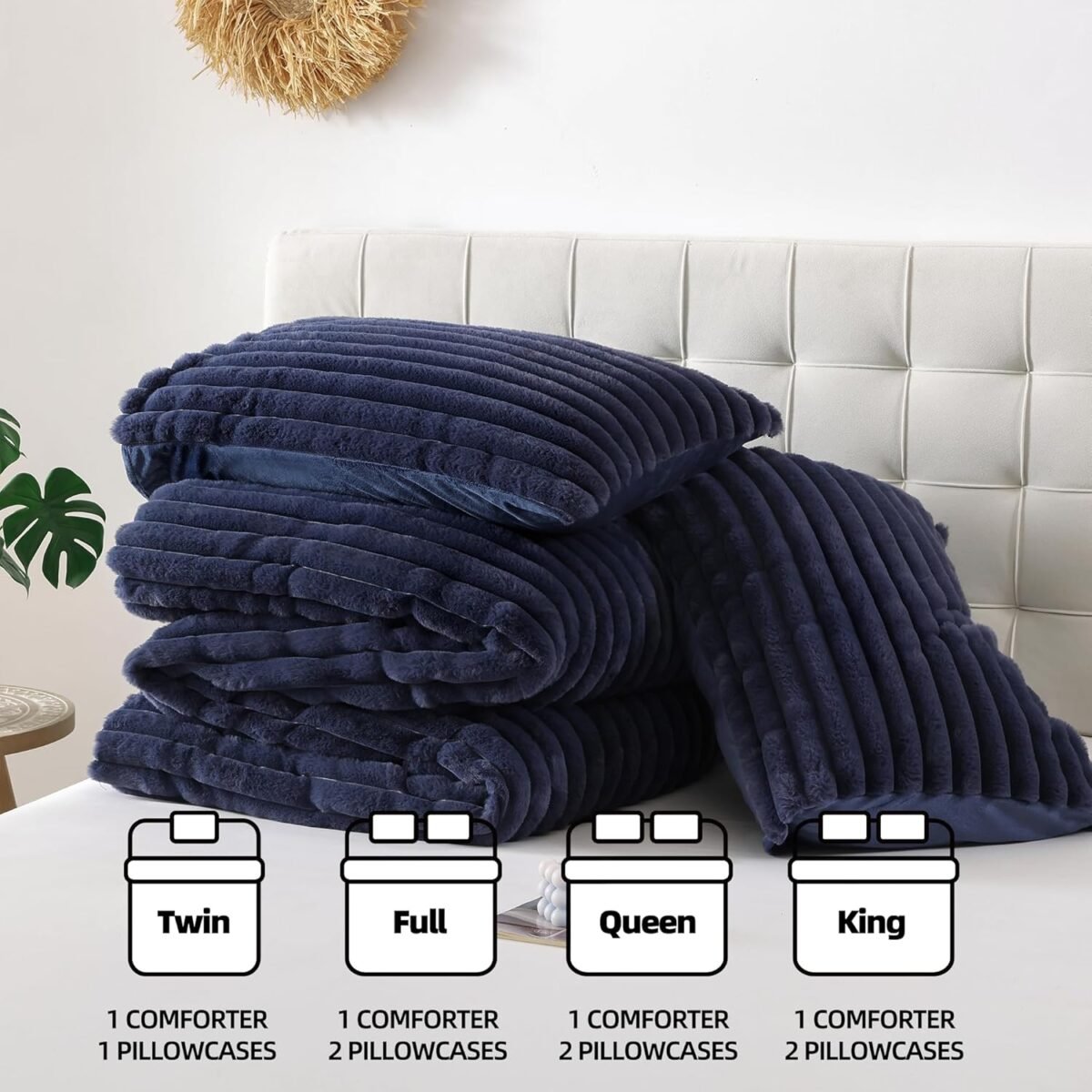 1750638629 smoofy fluffy twin comforter sets 2 pieces navy blue fleece fluffy comforter set luxury fuzzy twin bedding set soft warm comforter all season heavy faux fur comforter with pillow cases.jpg