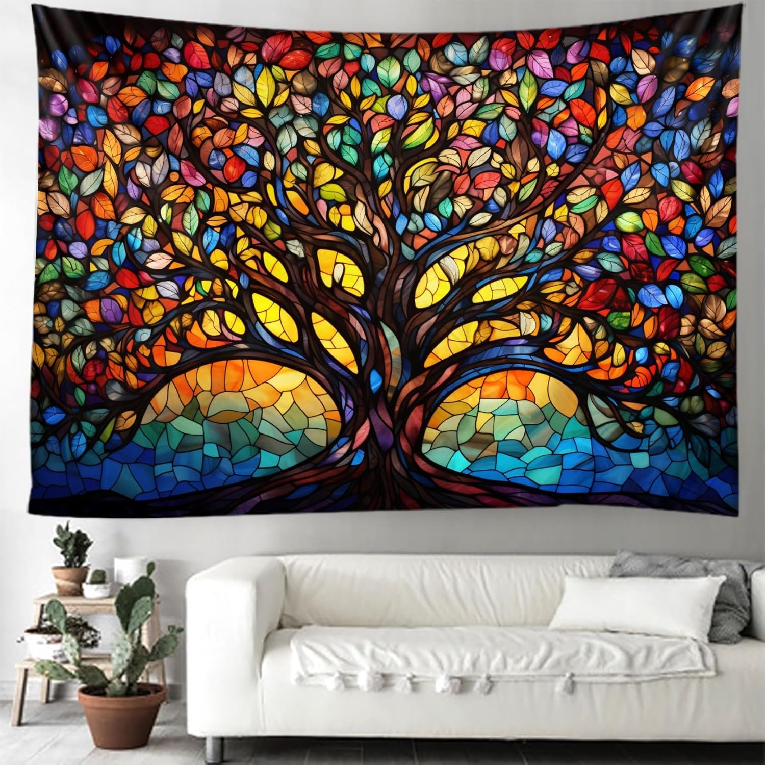 1750648690 tree of life wall hanging decor tapestry with stained glass colorful wall art large tapestry mural decor photograph backdrop blanket curtain home bedroom living room decoration.jpg