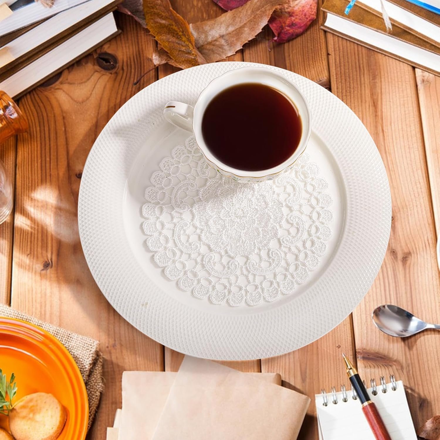 1750667836 24 pack lace doilies crochet 6 inch round fabric placemats handmade cotton lace coasters vintage table doilies decors for kitchen dining room living room bedroom.jpg