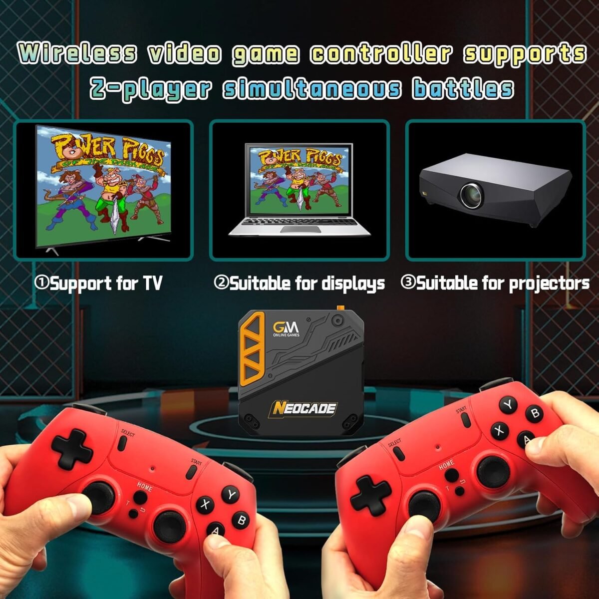1750671896 neocade retro gaming console built in 30 officially licensed games 9 emulators 30000 classic games hdmi dual 2.4g wireless controllers plug play tv video gaming console.jpg
