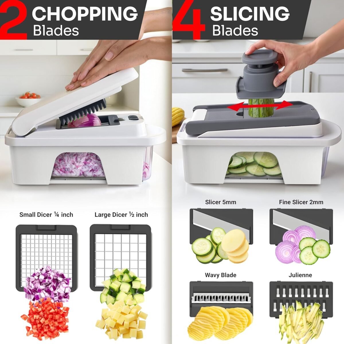 1750675685 mueller pro series all in one 12 blade mandoline slicer for kitchen food chopper vegetable slicer and spiralizer cutter dicer grater kitchen gadgets sets with container white sandgray.jpg