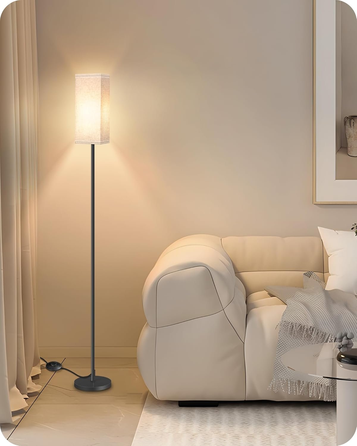 1750692092 floor lamp pole with foot switch modern standing lamp lampshade minimalist freestanding lamp bulb not included for living room bedroom office fcc listed black and beige e07ld05.jpg