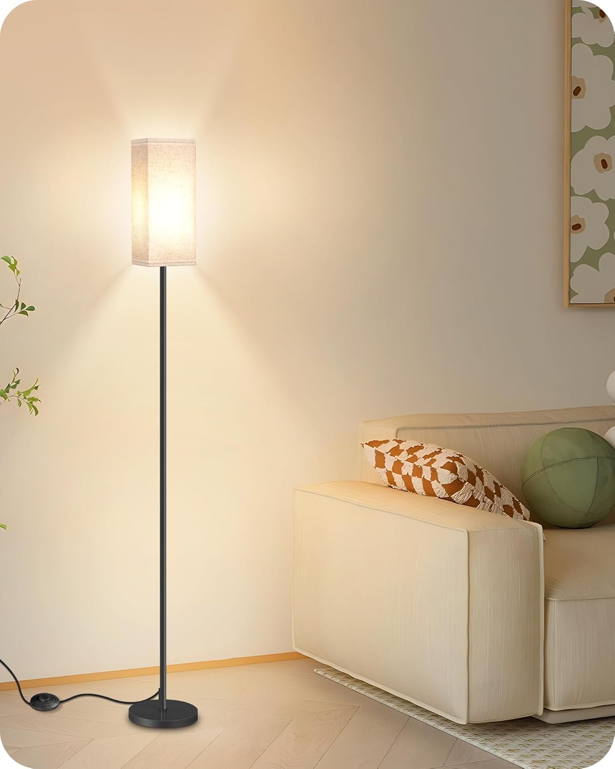 1750692098 floor lamp pole with foot switch modern standing lamp lampshade minimalist freestanding lamp bulb not included for living room bedroom office fcc listed black and beige e07ld05.jpg